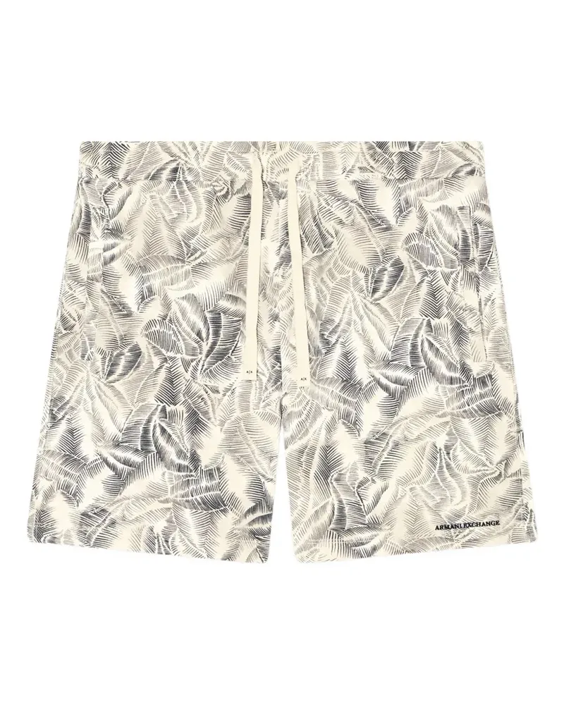 Armani Exchange leaf-print drawstring shorts - Nude Nude