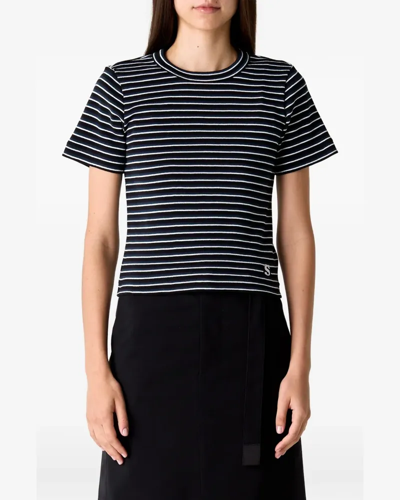 Sacai striped ribbed T-shirt - Schwarz Schwarz