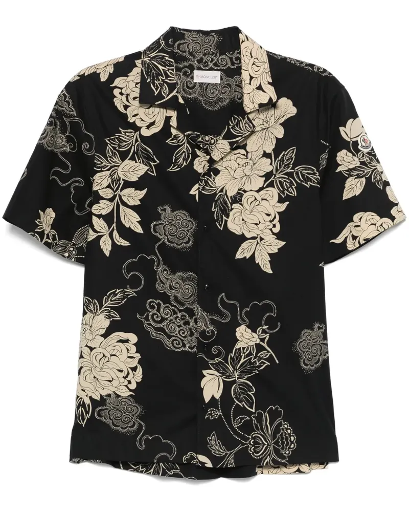 Moncler Hemd mit Blumen-Print - Schwarz Schwarz