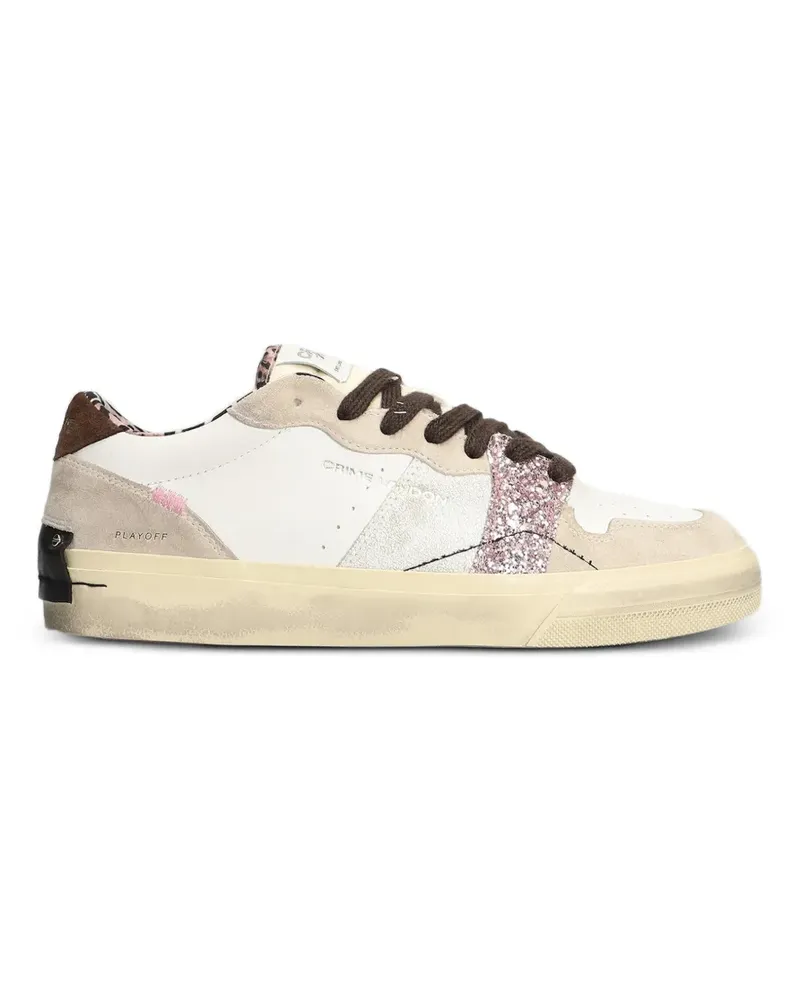 Crime Sneakers mit Leoparden-Print im Glitter-Look - Weiß Weiß