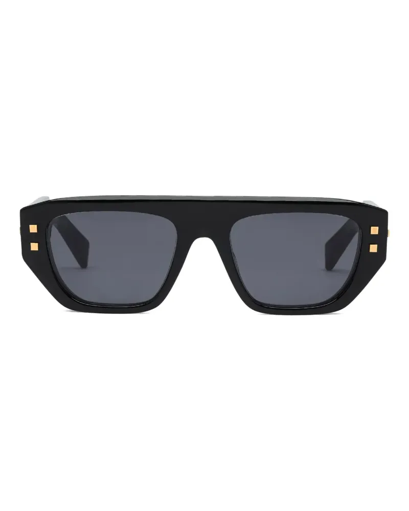Balmain Sonnenbrille mit eckigem Gestell - Schwarz Schwarz