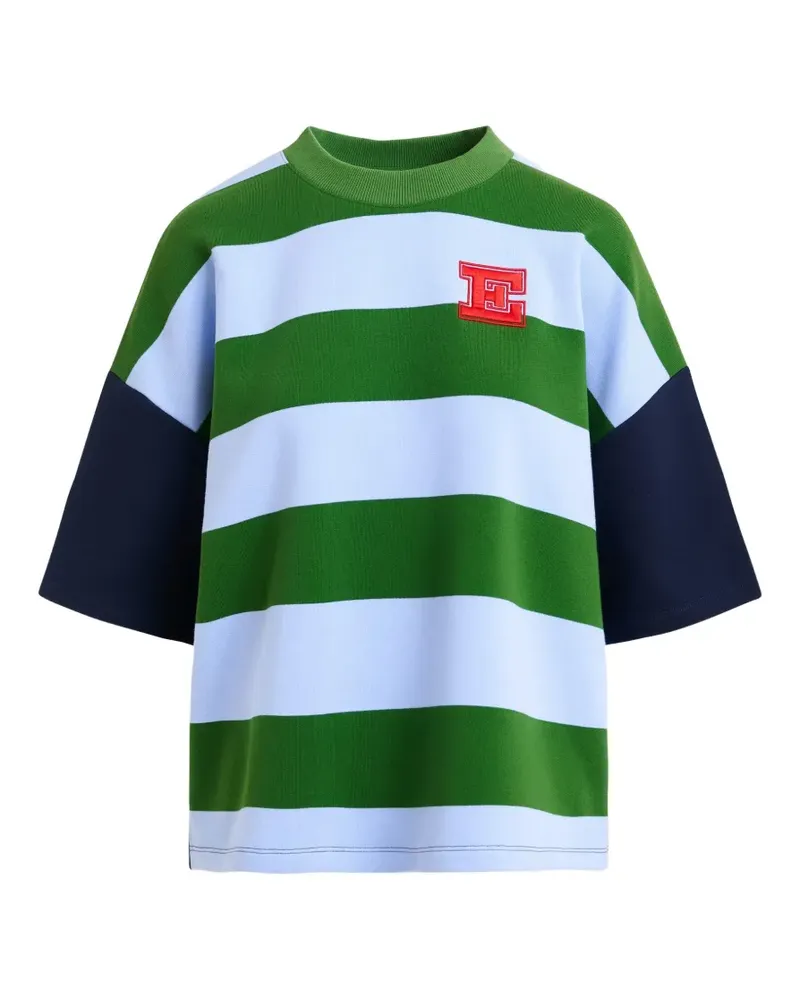 Essentiel Gestreiftes Sweatshirt mit Stickerei - Blau Blau