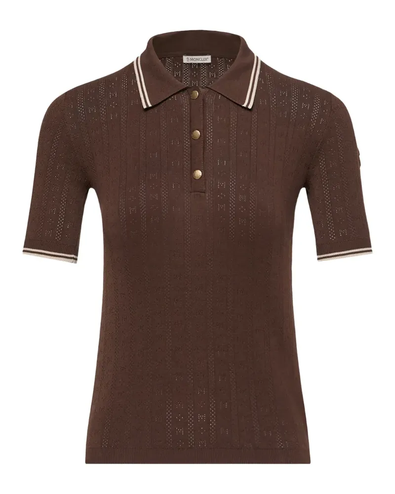 Moncler pointelle-knit tipped polo shirt - Braun Braun