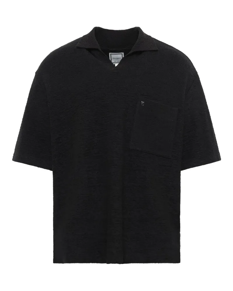 Wooyoungmi T-Shirt mit Poloshirtkragen - Schwarz Schwarz