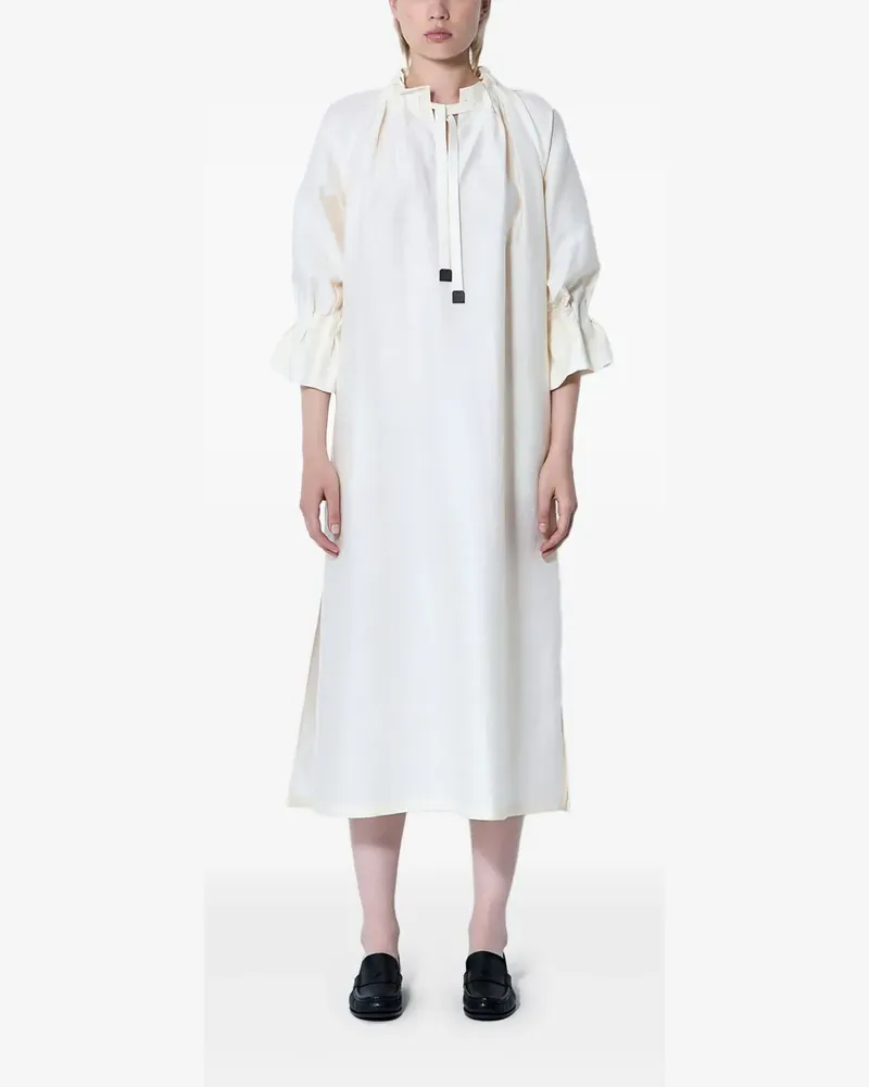 Max Mara Jene Midikleid mit Rüschenärmeln - Weiß Weiß
