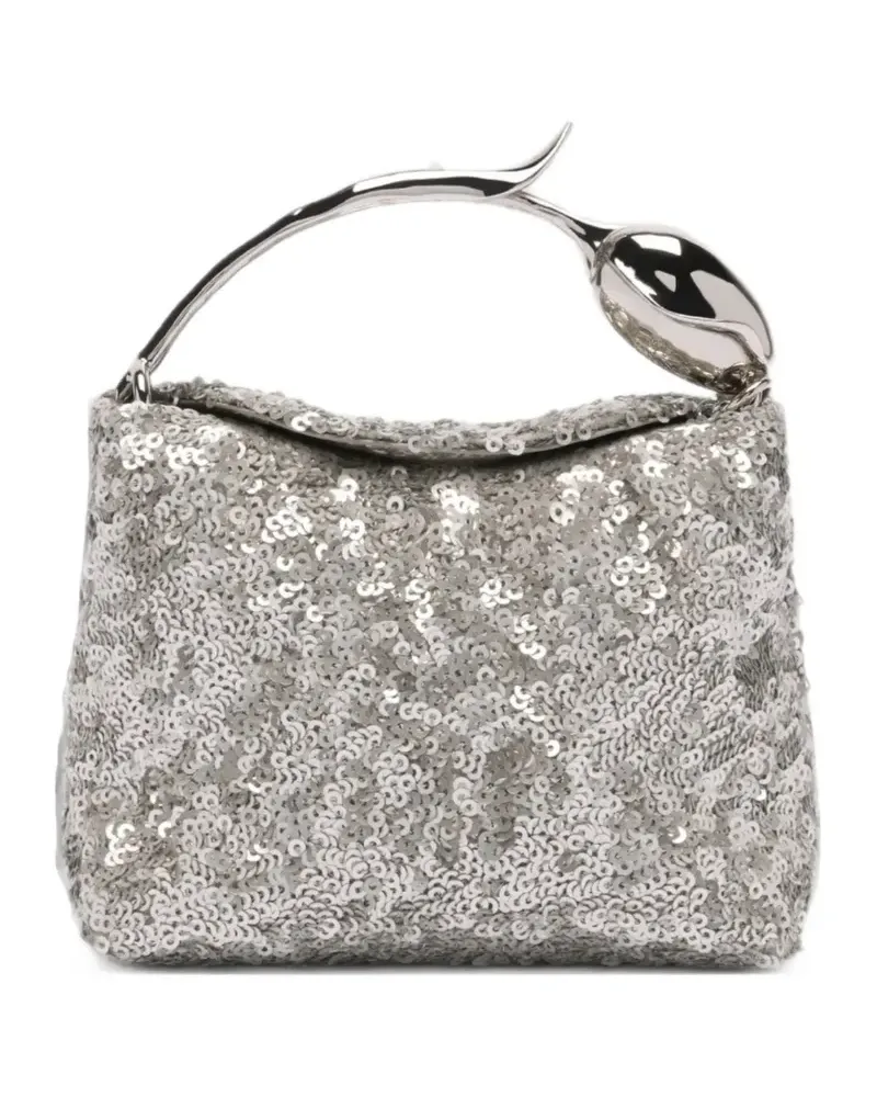 Erdem micro Bloom sequin-embellished mini bag - Silber Silber