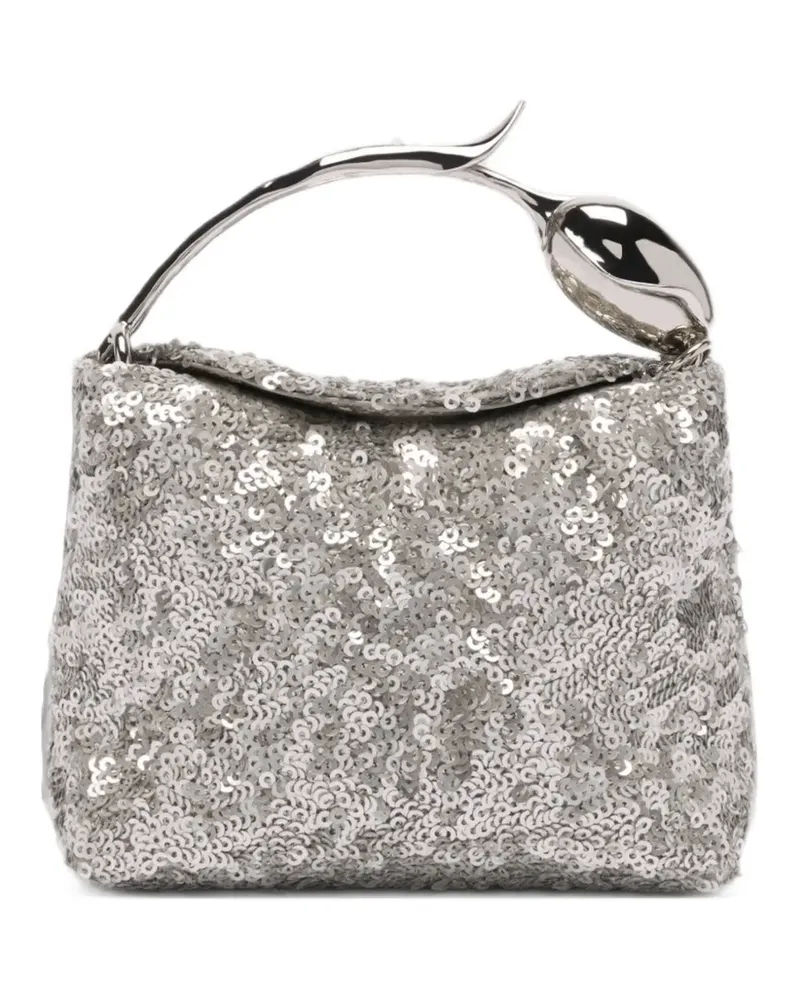 Erdem micro Bloom sequin-embellished mini bag - Silber Silber