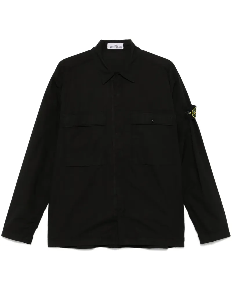 Stone Island Hemdjacke mit Kompass-Patch - Schwarz Schwarz