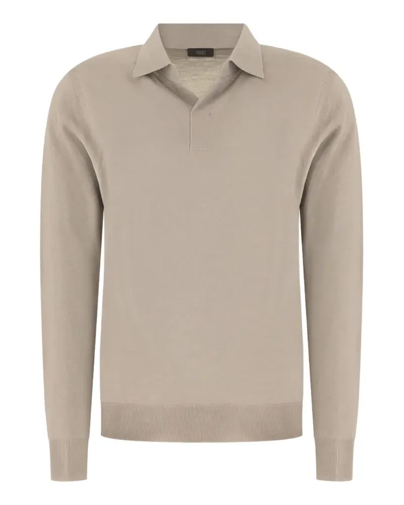 HOSIO polo-collar long-sleeved sweater - Grau Grau