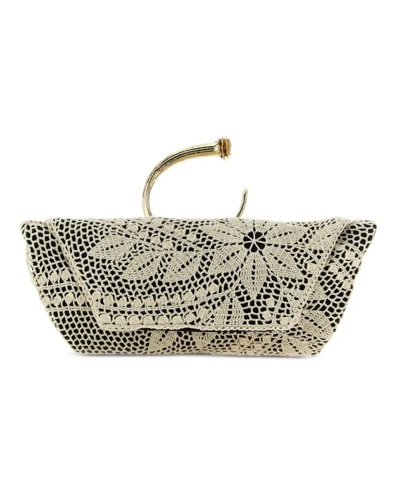 Magda Butrym Bracelet Clutch in Kuvertform mit Blumenmuster - Nude Nude