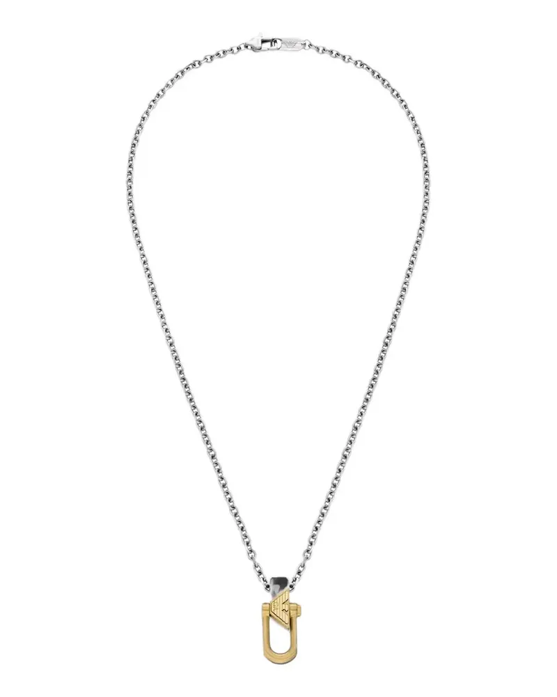 Emporio Armani logo-pendant cable-link necklace - Silber Silber