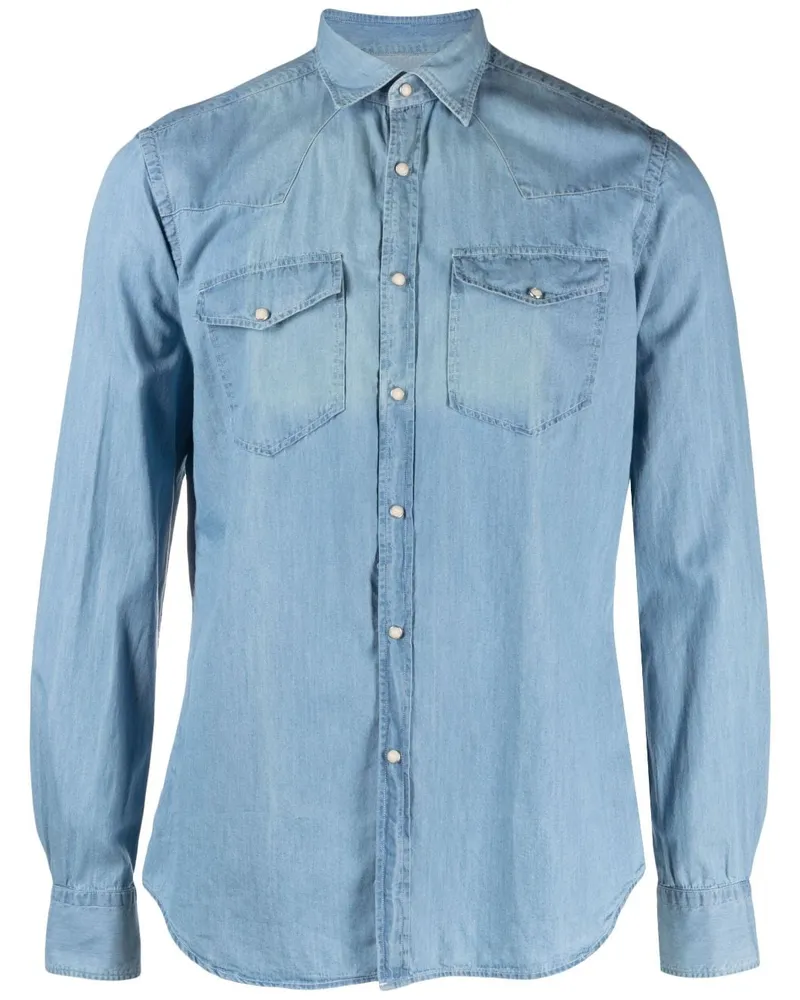 XACUS Langärmeliges Jeanshemd - Blau Blau