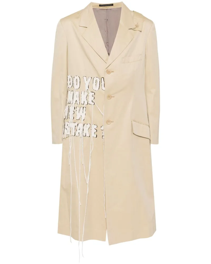 Yohji Yamamoto Einreihiges Sakko mit Slogan-Patch - Nude Nude