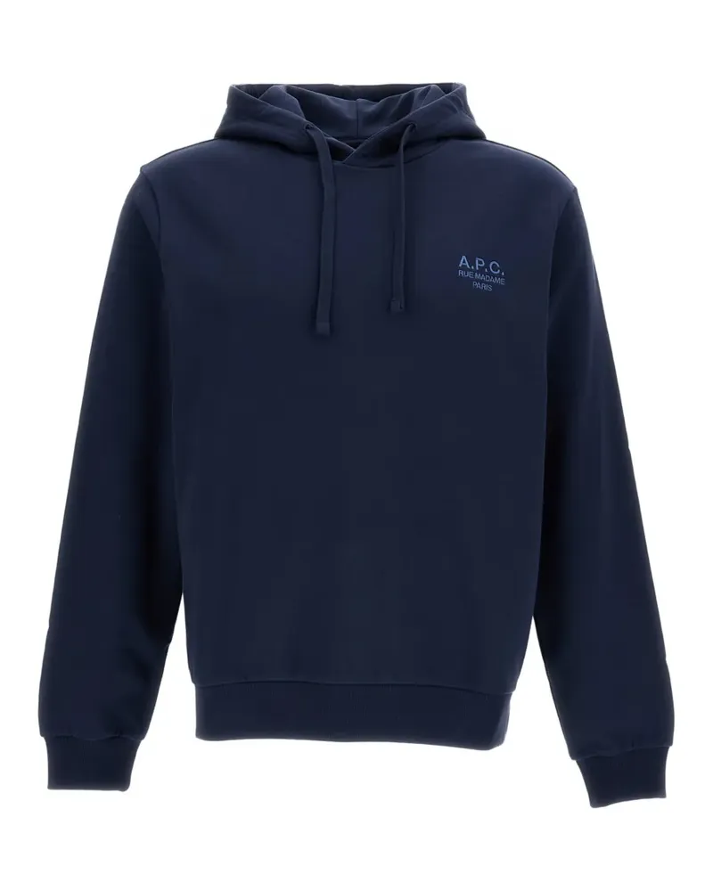 A.P.C. logo-embroidered drawstring hoodie - Blau Blau
