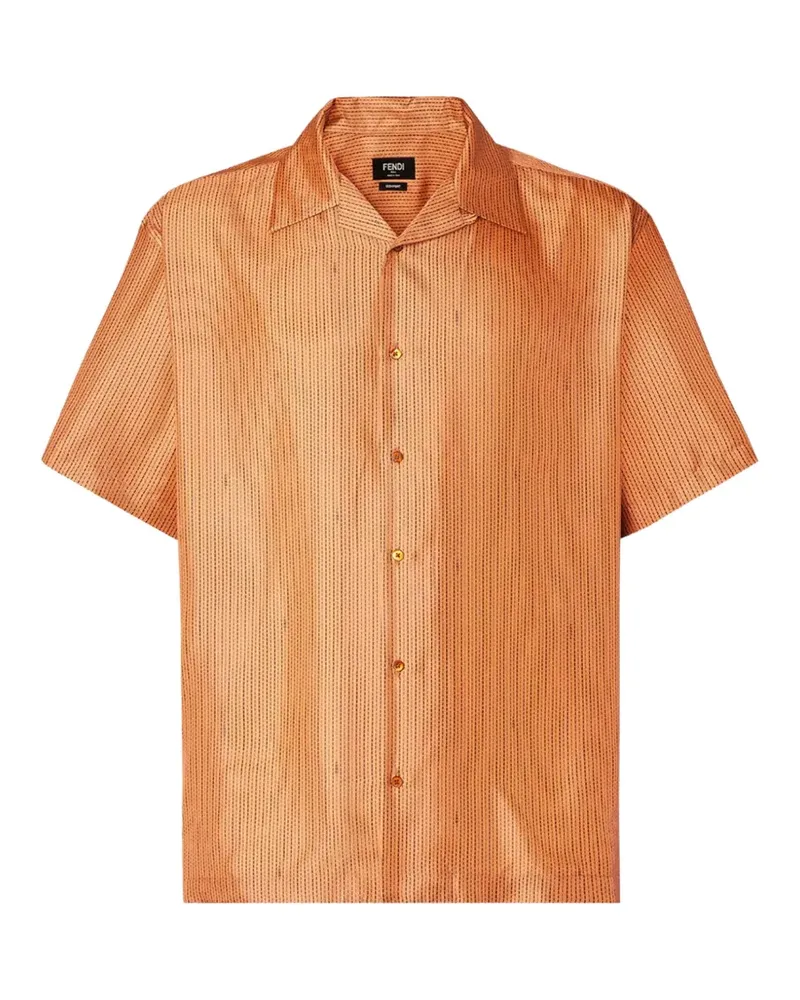 Fendi logo-stripe silk shirt - Orange Orange