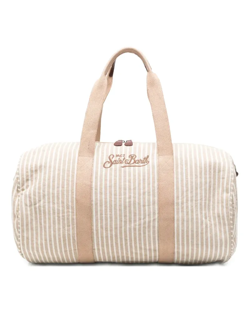 MC2 Saint Barth Jetleg striped embroidered-logo holdall - Nude Nude