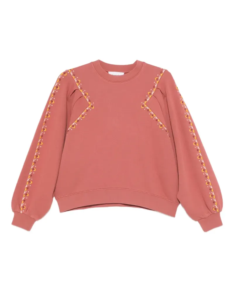 ba&sh Mesta embroidered puff-sleeve sweatshirt - Rosa Rosa