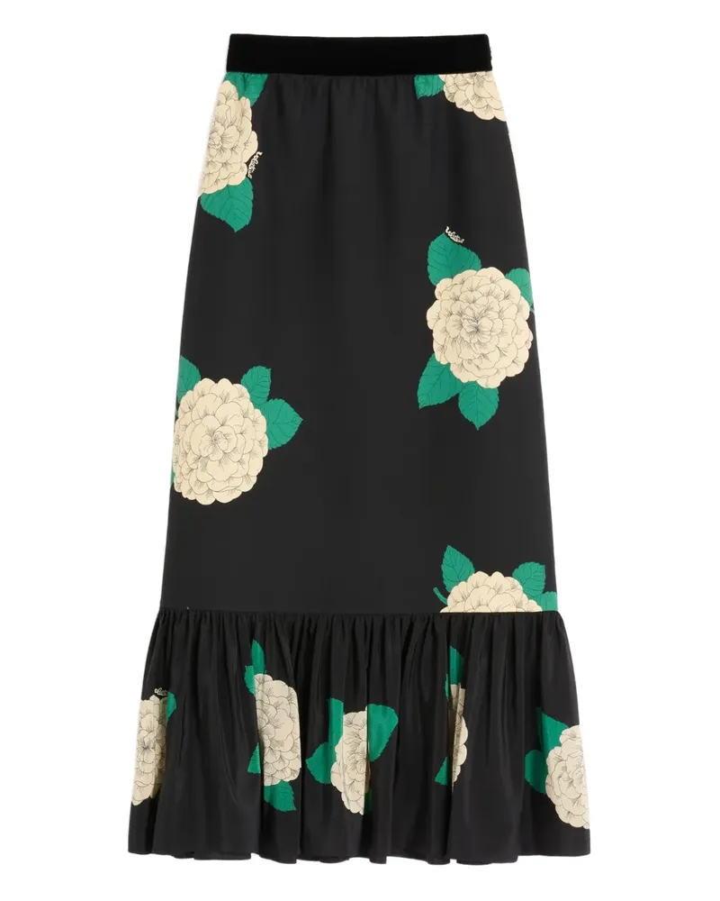 Valentino Garavani Midirock mit Apres L'Hiver-Print - Schwarz Schwarz