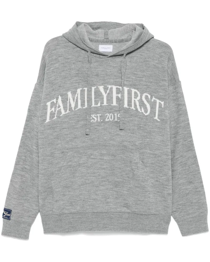 Family First Hoodie mit Jacquard-Logo - Grau Grau