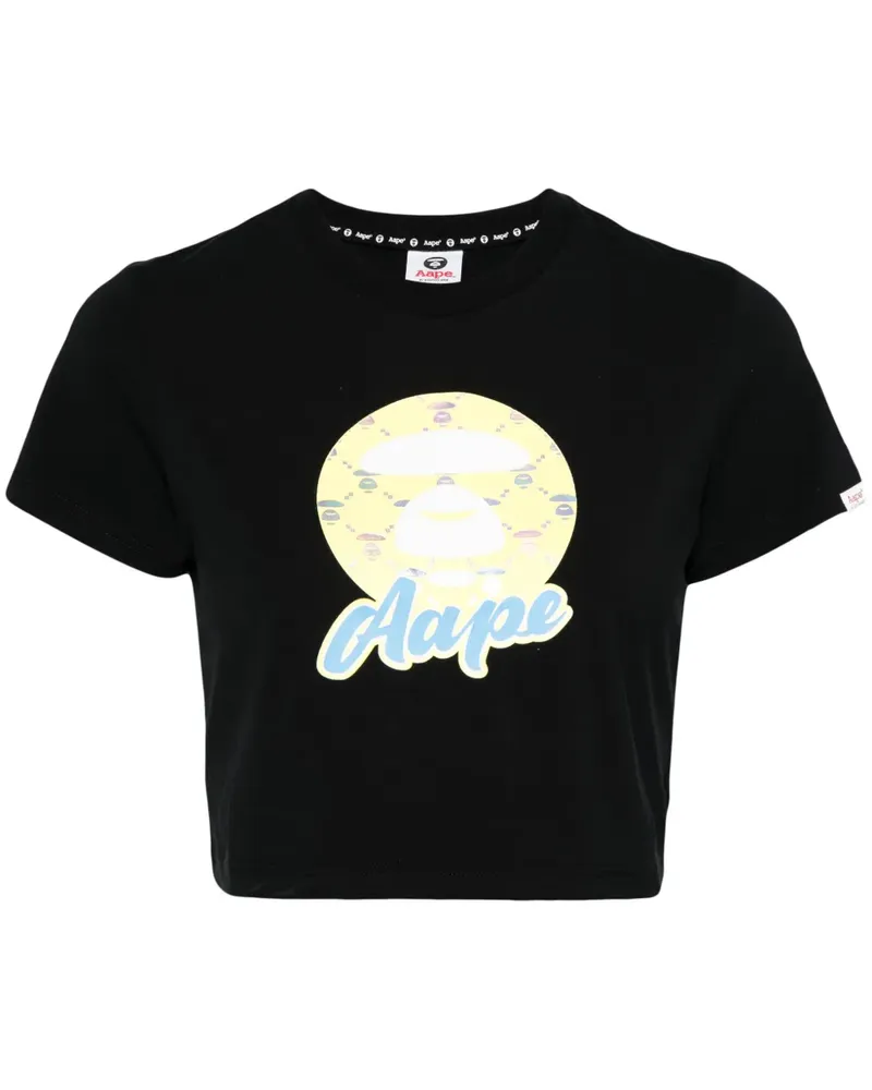 BAPE Cropped-T-Shirt mit Logo - Schwarz Schwarz