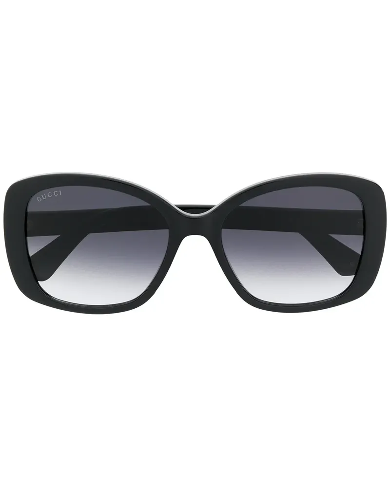 Gucci Eckige Sonnenbrille mit Logo - Schwarz Schwarz