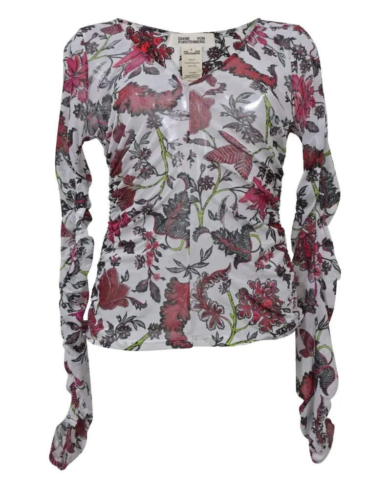 Diane von Furstenberg Top mit Blumen-Print - Weiß Weiß