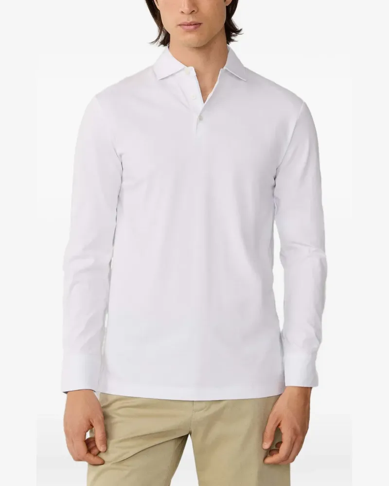 Hackett Langärmeliges Poloshirt - Weiß Weiß