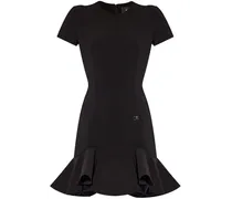 Midikleid mit Rüschen - Schwarz