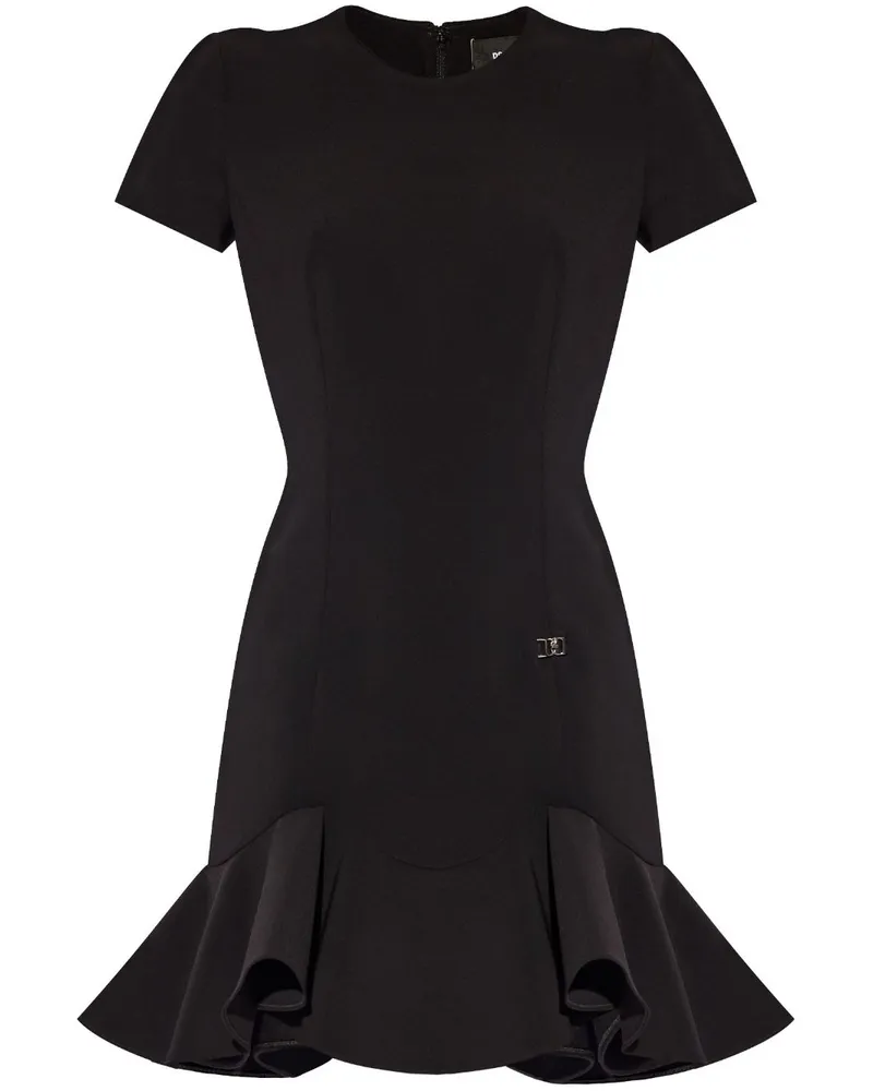 Dsquared2 Midikleid mit Rüschen - Schwarz Schwarz