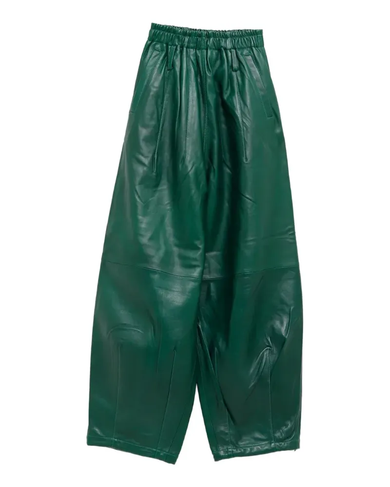 FRANKIE Shop wide-leg leather trousers - Grün Grün