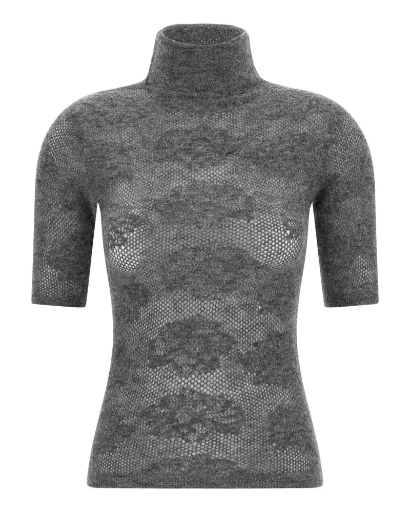 Brunello Cucinelli openwork short-sleeve sweater - Grau Grau