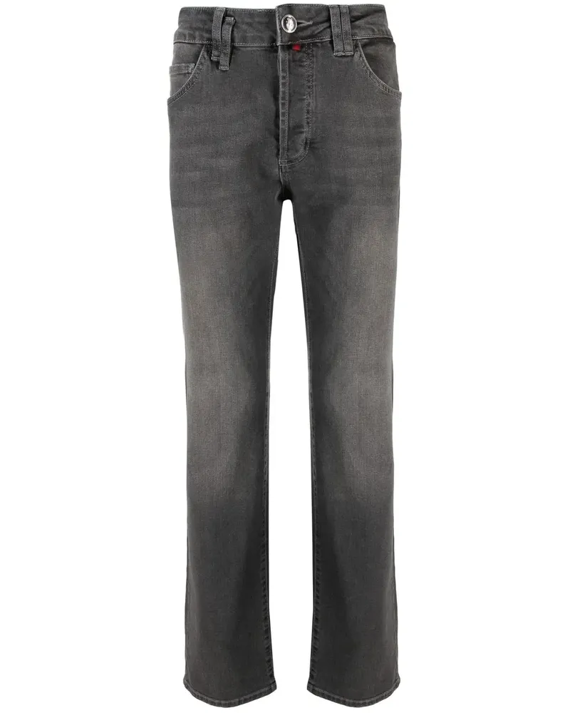 Billionaire Straight-Leg-Jeans mit Logo - Grau Grau
