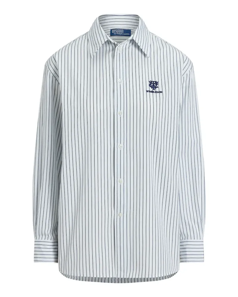 Ralph Lauren Gestreiftes Wimbledon Hemd - Weiß Weiß