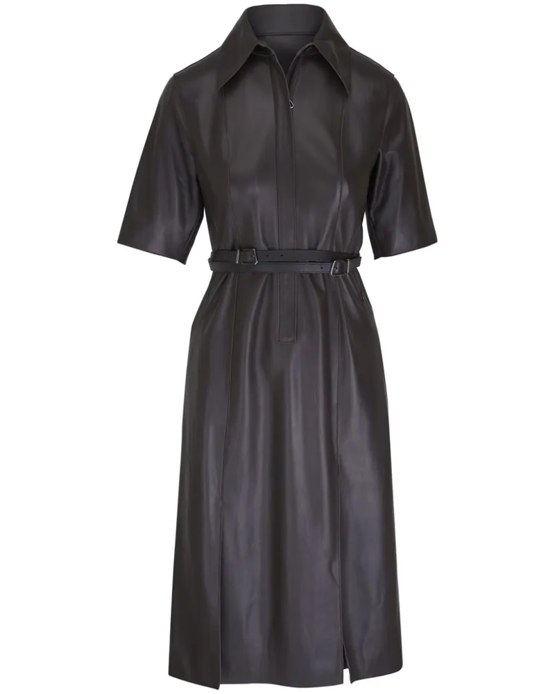 Akris Midikleid aus Leder - Braun Braun