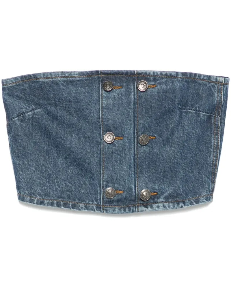 ROTATE Birger Christensen Jeansoberteil mit Knopfdetail - Blau Blau