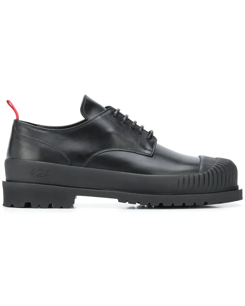 FourTwoFour on Fairfax Schnürschuhe mit Kontrastlasche - Schwarz Schwarz