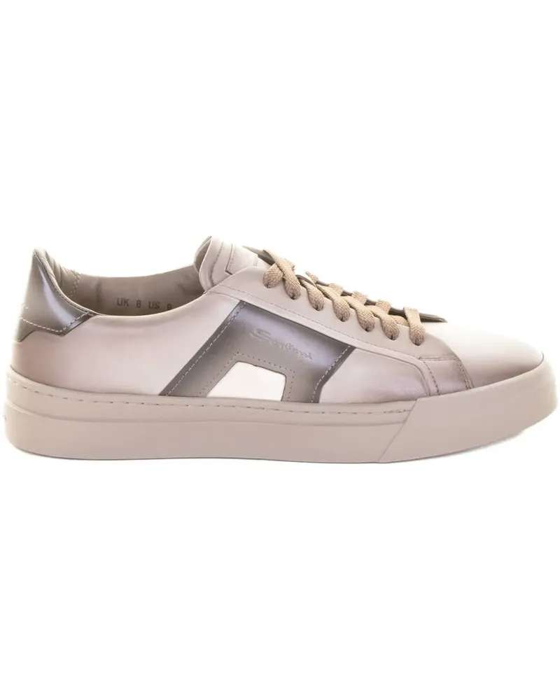 Santoni panelled leather sneakers - Nude Nude