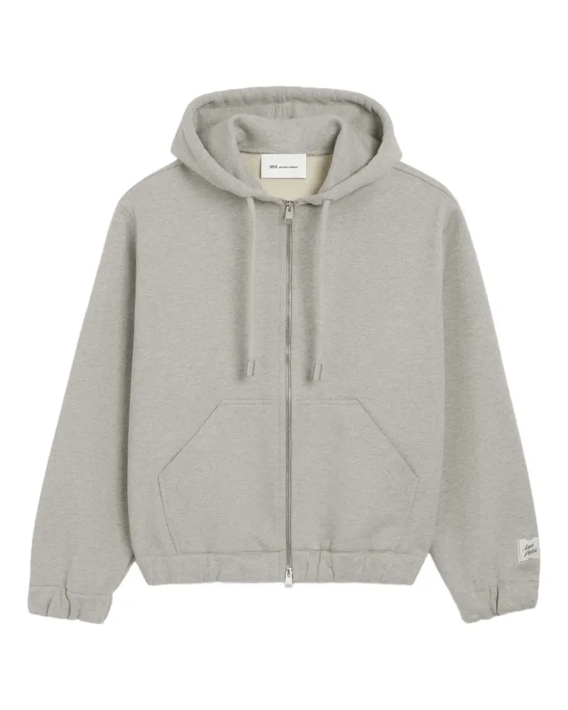 AMI Paris Kapuzenjacke mit Reißverschluss und Heritage  Label - Grau Grau