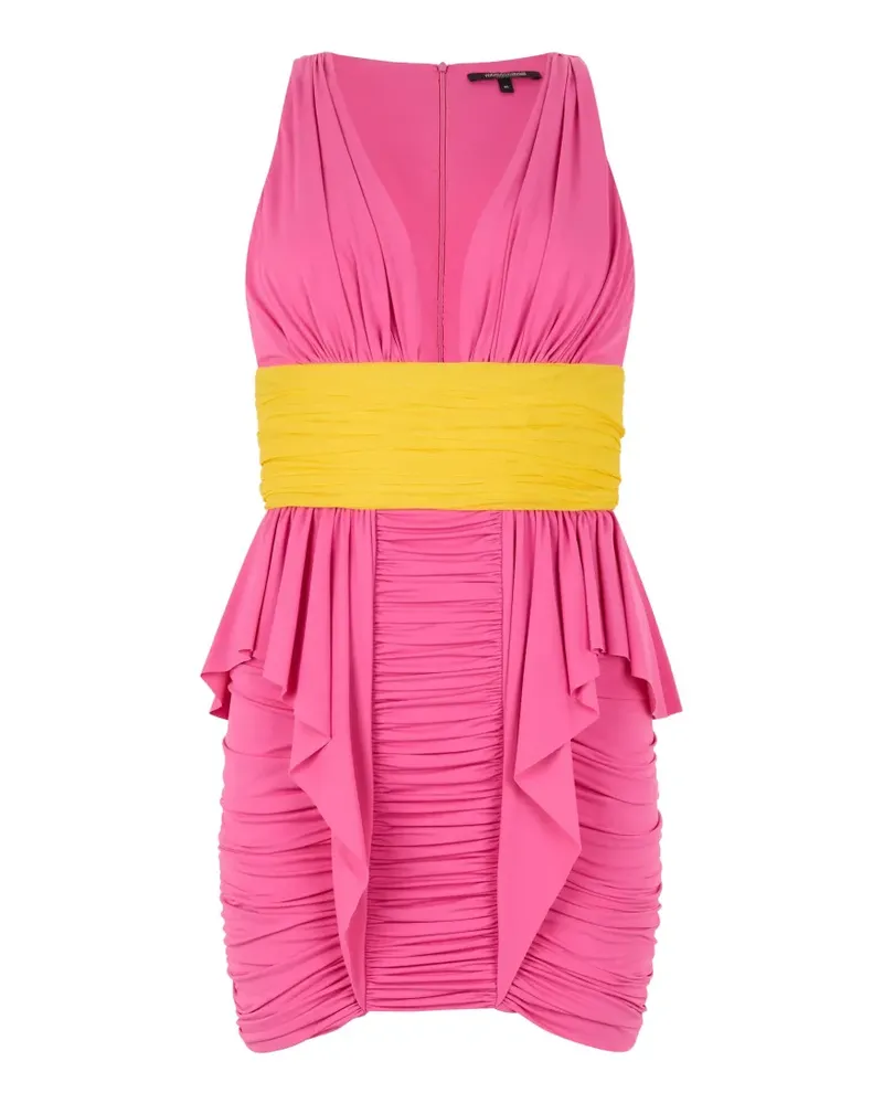 Roberto Cavalli V-neck ruffled mini dress - Rosa Rosa