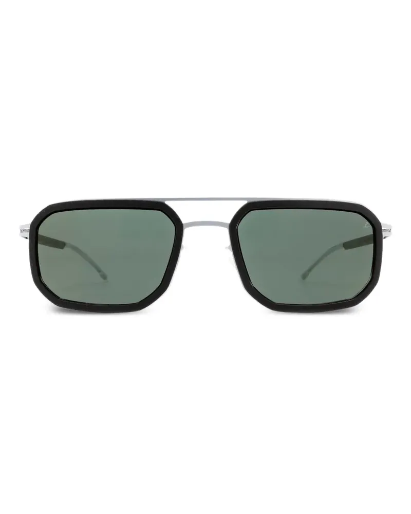 Mykita Eckige Sonnenbrille mit Doppelsteg - Schwarz Schwarz