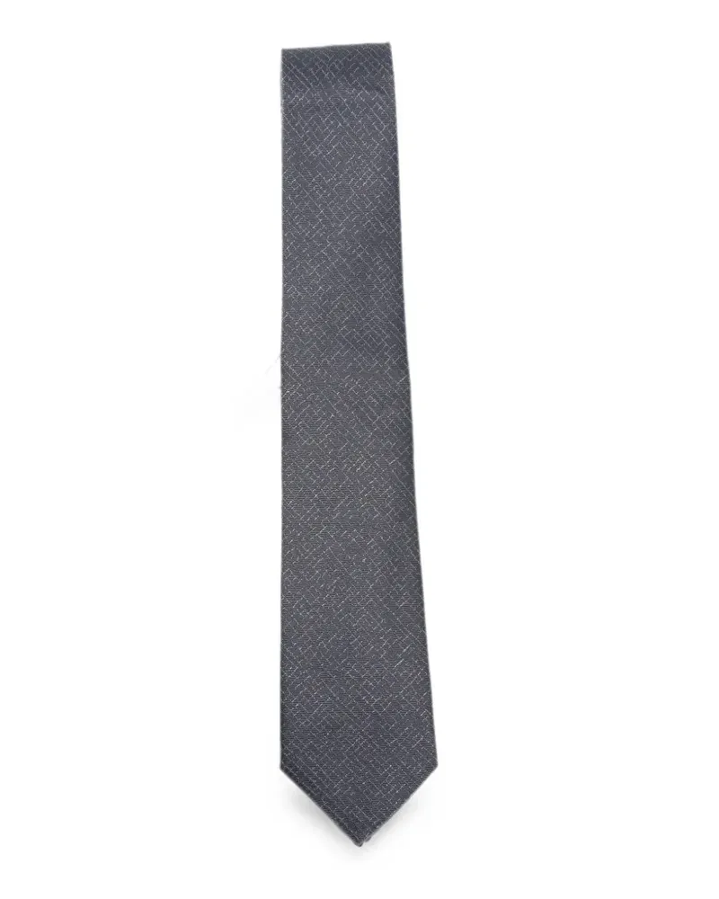 Canali Geometrisch gemusterte Seidenkrawatte - Grau Grau