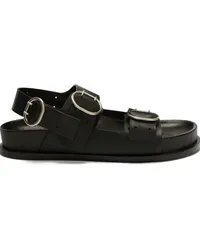 Jil Sander Flache Sandalen mit Schnalle Schwarz