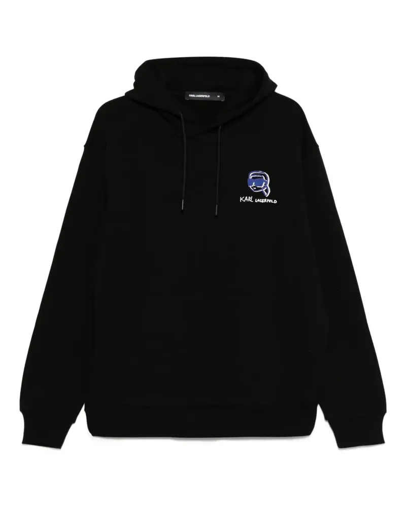 Karl Lagerfeld Hoodie mit Logo-Stickerei - Schwarz Schwarz