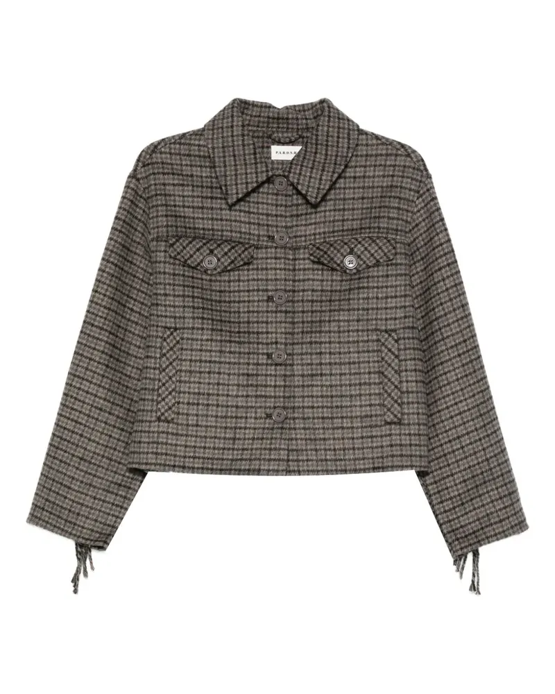 P.A.R.O.S.H. P.A.R.O H. Karierte Jacke mit ausgefransten Ärmeln - Grau Grau