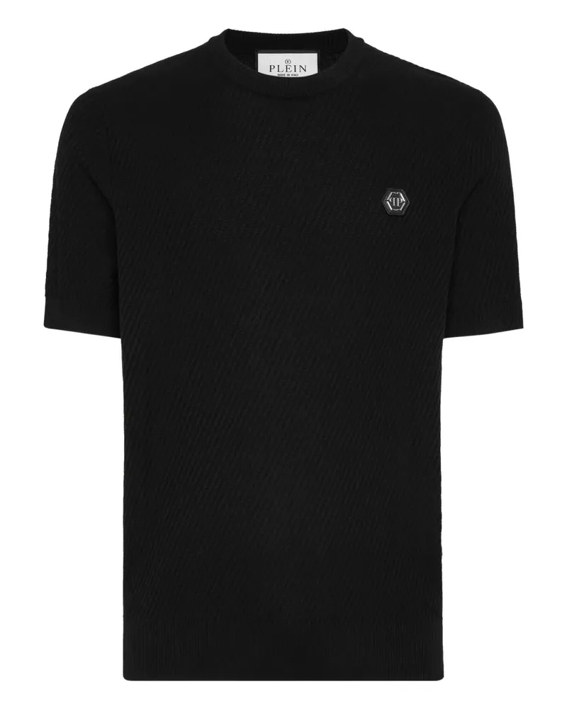 Philipp Plein T-Shirt mit Logo-Patch - Schwarz Schwarz
