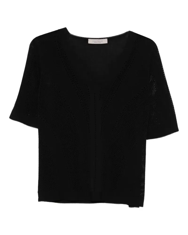 D.EXTERIOR T-Shirt mit V-Ausschnitt - Schwarz Schwarz