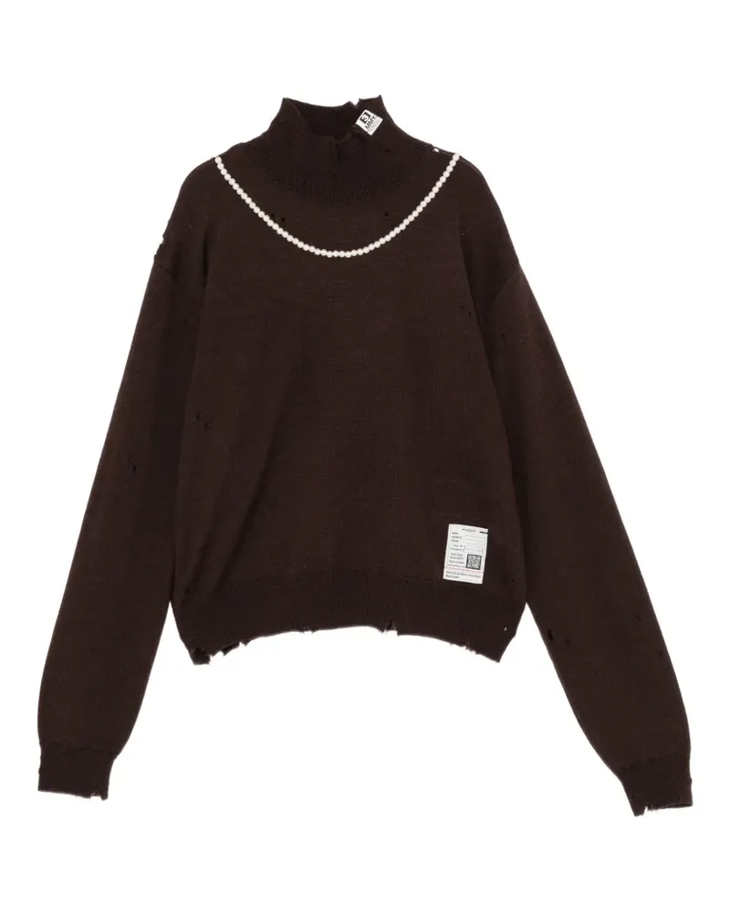 MIHARAYASUHIRO Pullover mit Perlen im Distressed-Look - Braun Braun