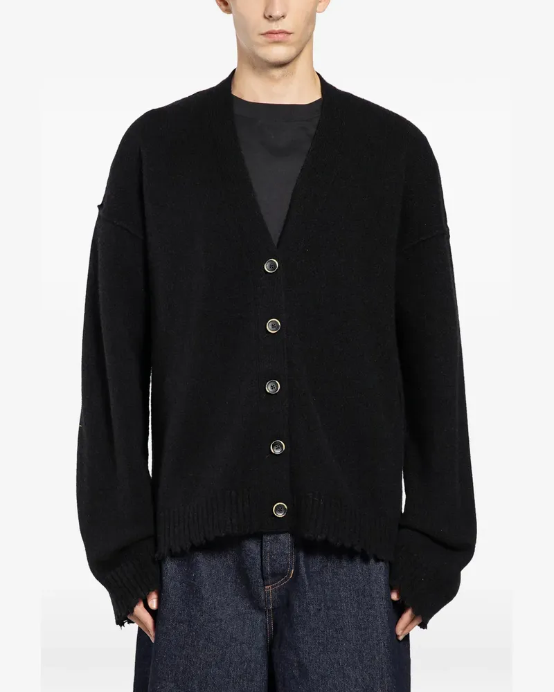 Uma Wang frayed over cardigan - Schwarz Schwarz