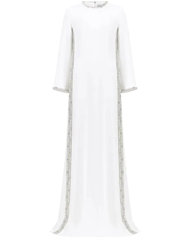 Dina Melwani Abendkleid aus Krepp mit Stickerei - Weiß Weiß