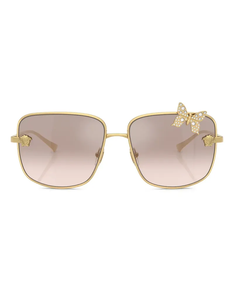 Versace Sonnenbrille mit Logo-Print - Gold Gold